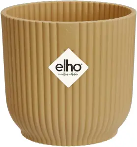 Elho Vibes Fold Mini 11cm Round Butter Yellow Recycled Plastic Plant Pot