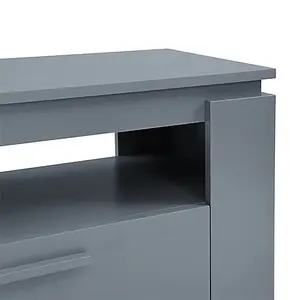 Portland TV Stand With Storage for Living Room and Bedroom, 1400 Wide, Two Drawers Storage, Media Storage, Grey Finish