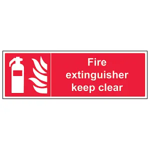 Fire Extinguisher Keep Clear Sign - Rigid Plastic - 300x100mm (x3)