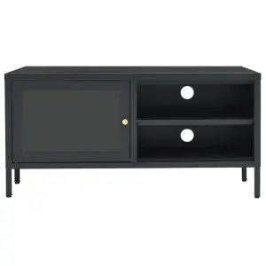 Berkfield TV Cabinet Anthracite 90x30x44 cm Steel and Glass