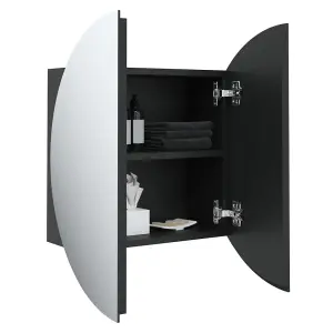 Berkfield Bathroom Cabinet with Round Mirror&LED Black 40x40x17.5 cm