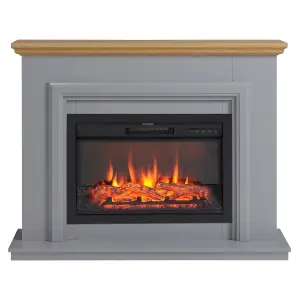 Focal Point Horsham Oak & grey Freestanding Electric Fire suite