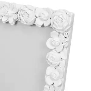 Chic Ivory White Resin 8x10 Picture Frame with Roses Daisies and Floral Accents