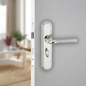 URBNLIVING 220mm Length 12 Pcs Vienna Metal & Polished Nickel Lever Latch Door Bathroom Handle Set