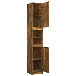 Berkfield Bathroom Cabinet Smoked Oak 32x34x188.5 cm Engineered Wood