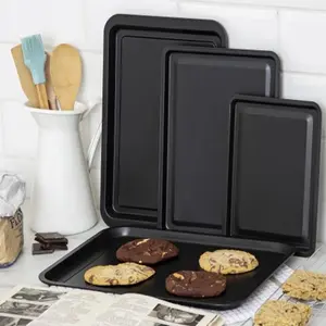 3 Pack Essentials 32cm Non-Stick Baking Tray Set Dishwasher Safe & Easy to Clean