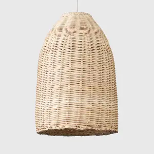 ValueLights Rattan Modern Rattan Basket Ceiling Pendant Light Shade In Natural Wicker Finish