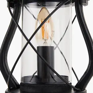 Black Wood Lantern Table Lamp Miners Oil Lamp