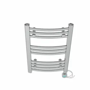 Right Radiators Prefilled Thermostatic Electric Heated Towel Rail Curved Bathroom Ladder Warmer - Chrome 600x400 mm