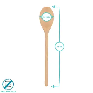 Argon Tableware Wooden Heart Cooking Spoons - 30cm - Pack of 6