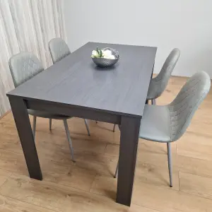 Dark Grey Dining Table With 4 Grey Padded Chairs Kitching Dining Set Dining Room