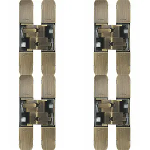 4 PACK - 3D Flush Concealed Cabinet Hinge - 180 Degree Opening Wardrobe ANTIQUE BRONZE