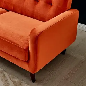 Clarence 2-Seater Sofa Burnt Orange Velvet, Two-Seater Orange Fabric Sofa - Daals - Sofas