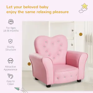 HOMCOM Kids Mini Sofa Children Armchair Seating Chair Girl Princess Sponge PVC