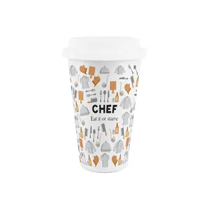 Chef Ceramic Travel Mug - Novelty Trades Gifts for Cooks - Double-Walled Insulated Hot/Cold Drinks Cup Present