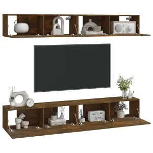 Berkfield Wall TV Cabinets 4 pcs Smoked Oak 100x30x30 cm