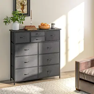 HOMCOM Bedroom Chest of Drawers Fabric Dresser w/ Foldable Drawers Black