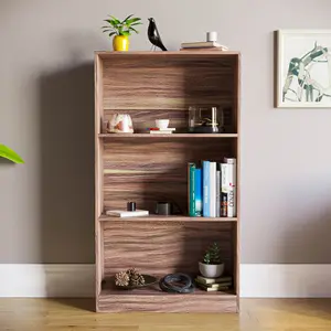 Vida Designs Cambridge Walnut 3 Tier Medium Bookcase Freestanding Shelving Unit (H)1080mm (W)600mm (D)240mm