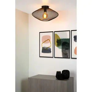 Lucide Mesh Modern Flush Ceiling Light 45cm - 1xE27 - Black