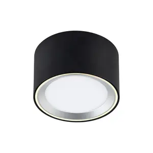 Nordlux Fallon Surface Indoor Kitchen Dining Hallway Downlight In Black/Steel (Height) 6cm