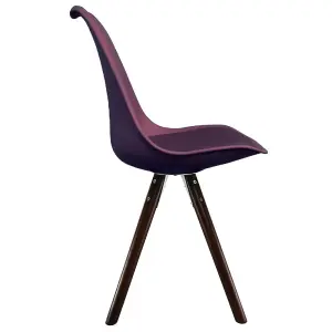 Soho  Aubergine Plastic Dining Chair with Pyramid Dark Wood Legs