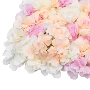 Artificial Flower Wall Backdrop Panel, 60cm x 40cm, Peach, Pink & Ivory