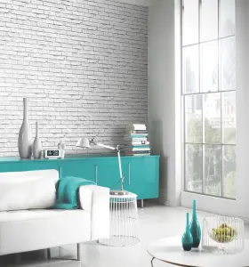 Arthouse White Brick Wallpaper