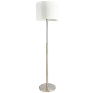 1.5m Tall Floor Lamp Satin Chrome & Shade LED Stem Standing Living Room Light