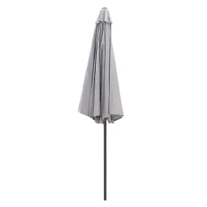 SunDaze 2.7M Grey Round Garden Parasol Outdoor Patio Umbrella, Base Weights & Weather Protective Cover