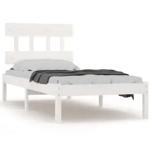 Berkfield Bed Frame White Solid Wood 100x200 cm