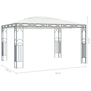 Berkfield Gazebo with LED String Lights 400x300 cm Cream