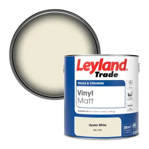 Leyland Trade Vinyl Matt Walls & Ceilings Emulsion Paint Oyster White (RAL 1013) 2.5L