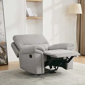 Fosse Manual Recliner Fabric Modern Living Chair Light Grey