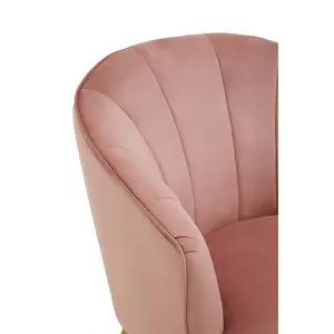 Interiors by Premier Durable Yolanda Pink Velvet Chair, Exquisite & Cozy Desk Chair Pink Velvet, Easy to Clean Pink Velvet Chair