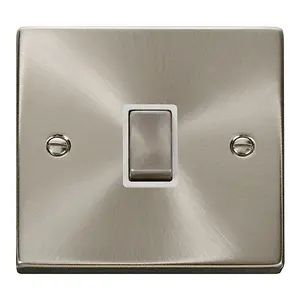 Satin / Brushed Chrome 1 Gang 20A Ingot DP Switch - White Trim - SE Home