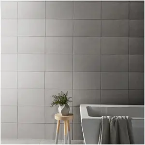 Cimenti Grey Matt Flat Ceramic Indoor Wall Tile, Pack of 10, (L)402.4mm (W)251.6mm