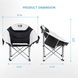 Get Fit Moon Camping Chair - Portable Outdoor Premium Folding Chair With Pocket, Cup Holder & Carry Bag - Weight Capacity Of 130Kg