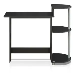 Furinno Compact Computer Desk with Shelves, Black/Grey