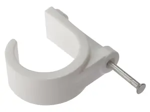 Forgefix 28mm Pipe Clip with Durable Masonry Nail - Box of 100