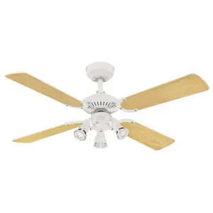 Latrobe 105cm Ceiling Fan with Light Kit White with White/Beech Blades