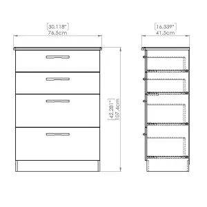 Montana Ready assembled Matt oak effect 4 Drawer Chest of drawers (H)1080mm (W)770mm (D)410mm