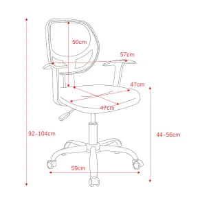 Black and Orange Home office chair, Orange fabric seat with arms, swivel chair