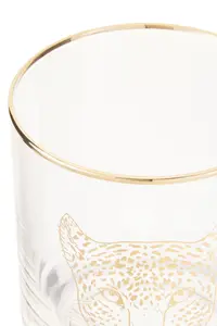 Interiors by Premier Loepard Print Glass Tumbler, Handcrafted 380ml Tall Tumbler Glassware, Safari-Inspired Tumbler For Wine