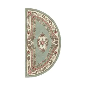 Green Traditional Wool Rug, Handmade Rug with 25mm Thickness, Green Floral Rug for Bedroom, & Living Room-60cm X 120cm