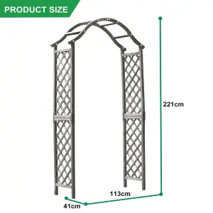 Garden Arch Wooden Pergola Feature Trellis Rose Climbing Plant Archway Grey Frame