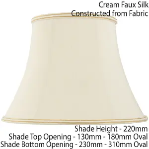 12" Bowed Oval Handmade Lamp Shade Cream Fabric Classic Table Light Bulb Cover