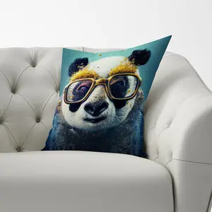 Panda With Golden Glasses Splashart Cushions 60cm x 60cm