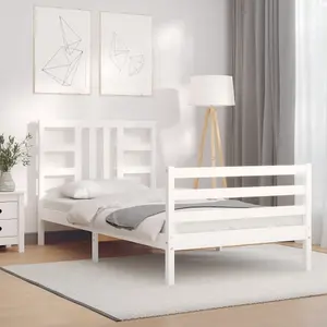 Berkfield Bed Frame with Headboard White 100x200 cm Solid Wood