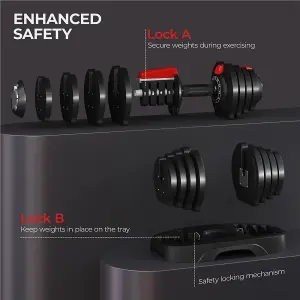 Yaheetech 11-in-1 Adjustable Dumbbell Set, 1.5kg-12.5kg