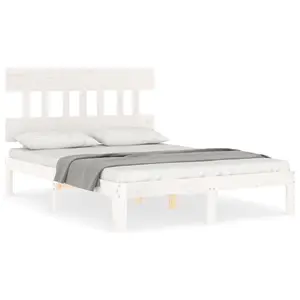 Berkfield Bed Frame without Mattress White Small Double Solid Wood Pine